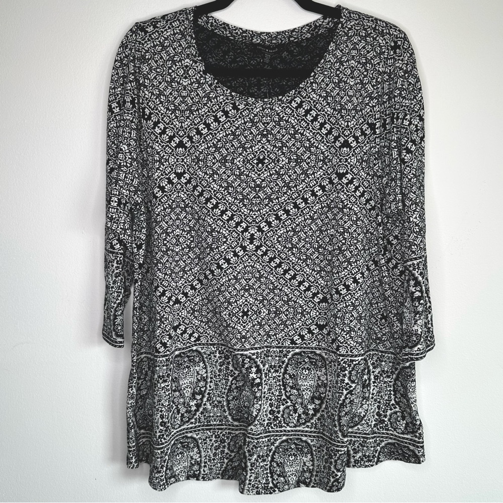 NWT Lucky Brand Bohemian Patterned Cotton Modal Top Size 1X
